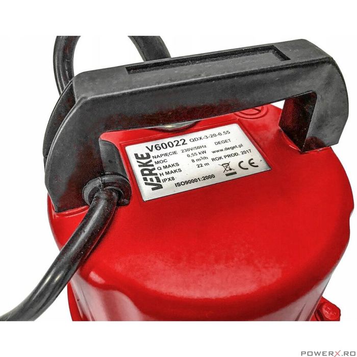 Pompa submersibila cu plutitor pentru apa 1", 0.55kw debit 8 m3/h,