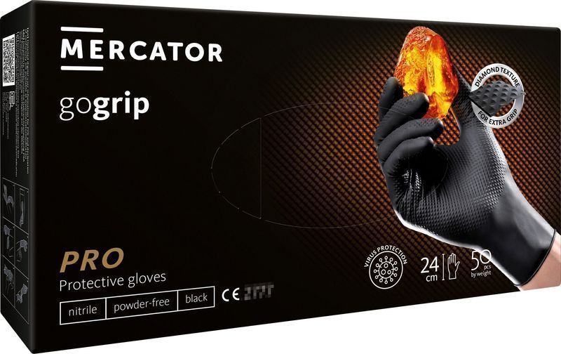 Премиум нитрилни ръкавици mercator gogrip за механици, размер m 50 бр.