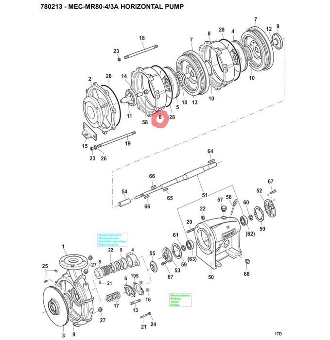 Carcasa inelara Caprari MECM80-74   - de pompa Caprari MEC MG80 / MR80