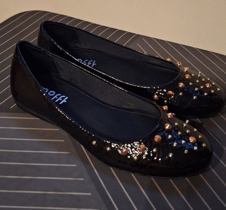 Balerini noi din piele cu tinte Mofft - nr.38