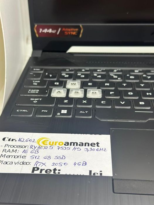 Laptop Gaming ASUS TUF A15, AMD Ryzen 5 7535HS, 15.6", 16GB, SSD -A-