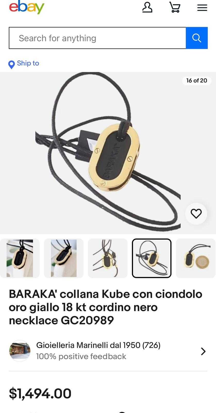 PANDANTIV + Snur AUR alb 18k - BARAKA KUBE - GC20989 - Unisex - 10g. !