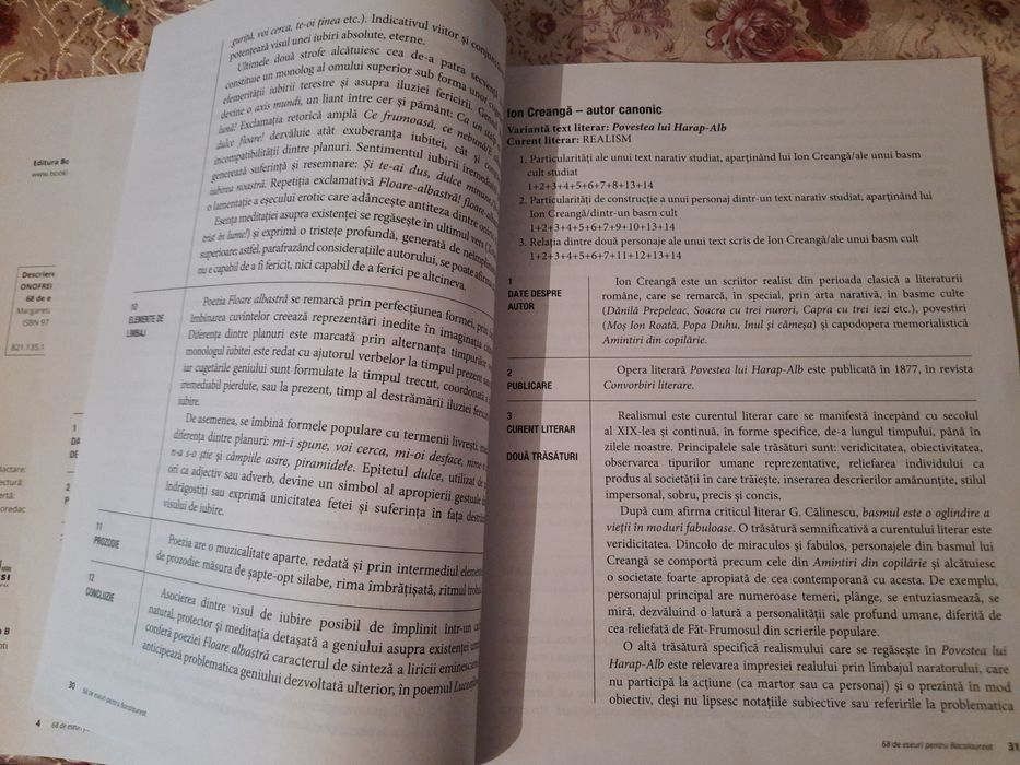 Literatura română - 68 de eseuri pentru Bacalaureat