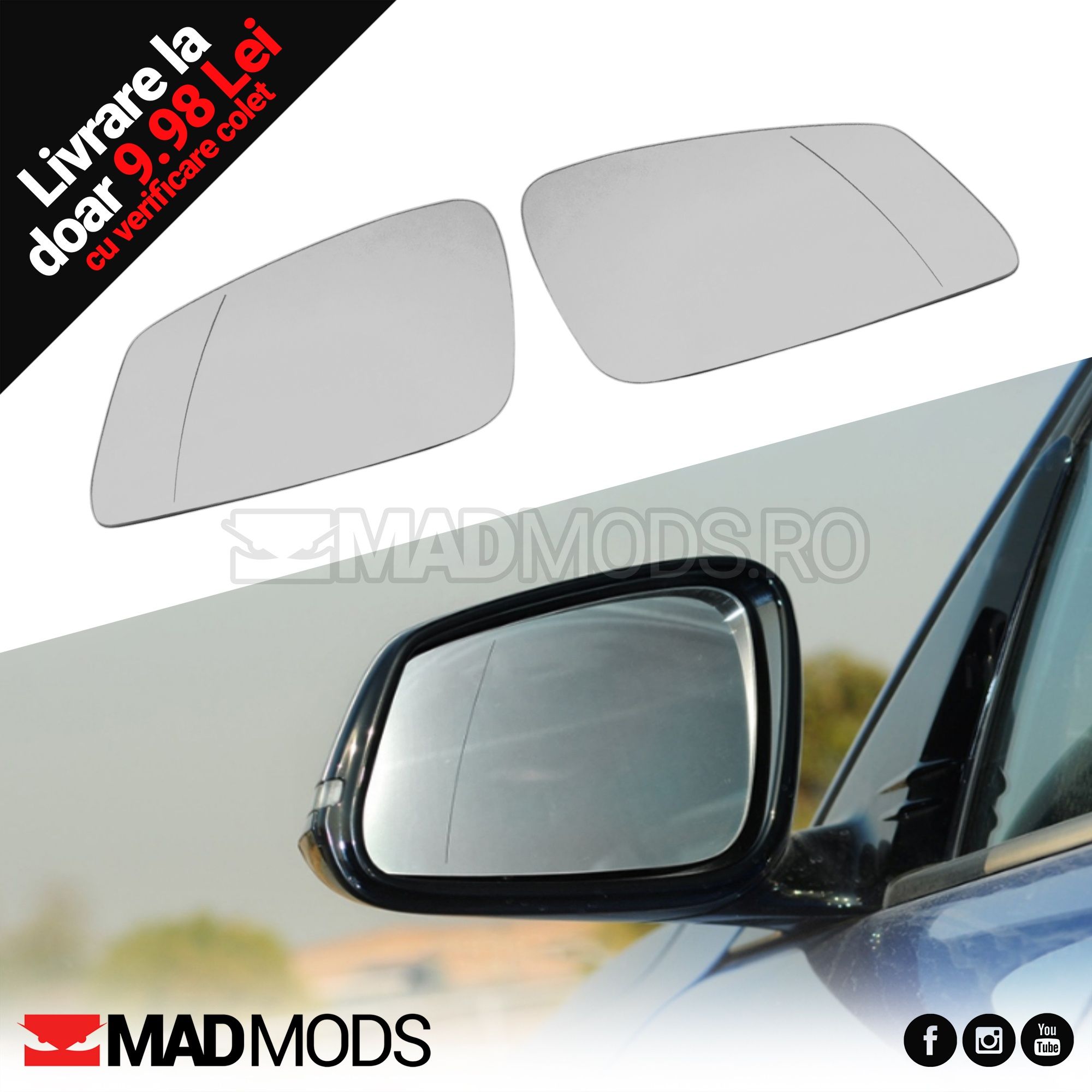 Sticla oglinda stanga dreapta cu incalzire BMW F01 F06 F10 F20 F30 F32