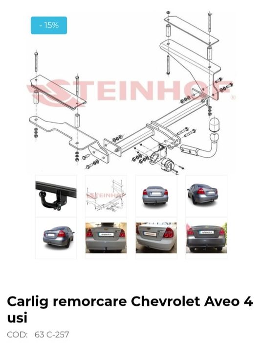 Cârlig remorcare Chevrolet Aveo 4 uși