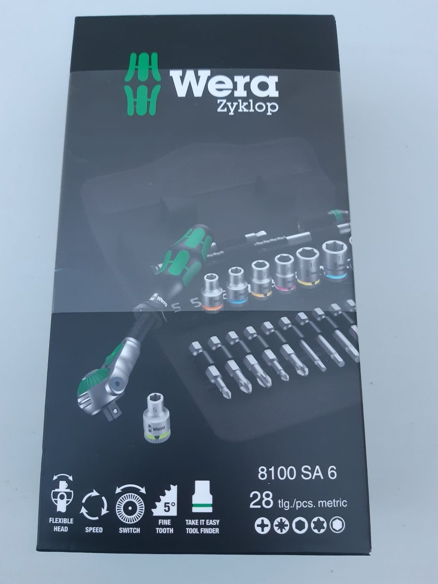 Set Clichet cu tubulare și biți,  1/4", Wera Zyklop 8100 SA 6