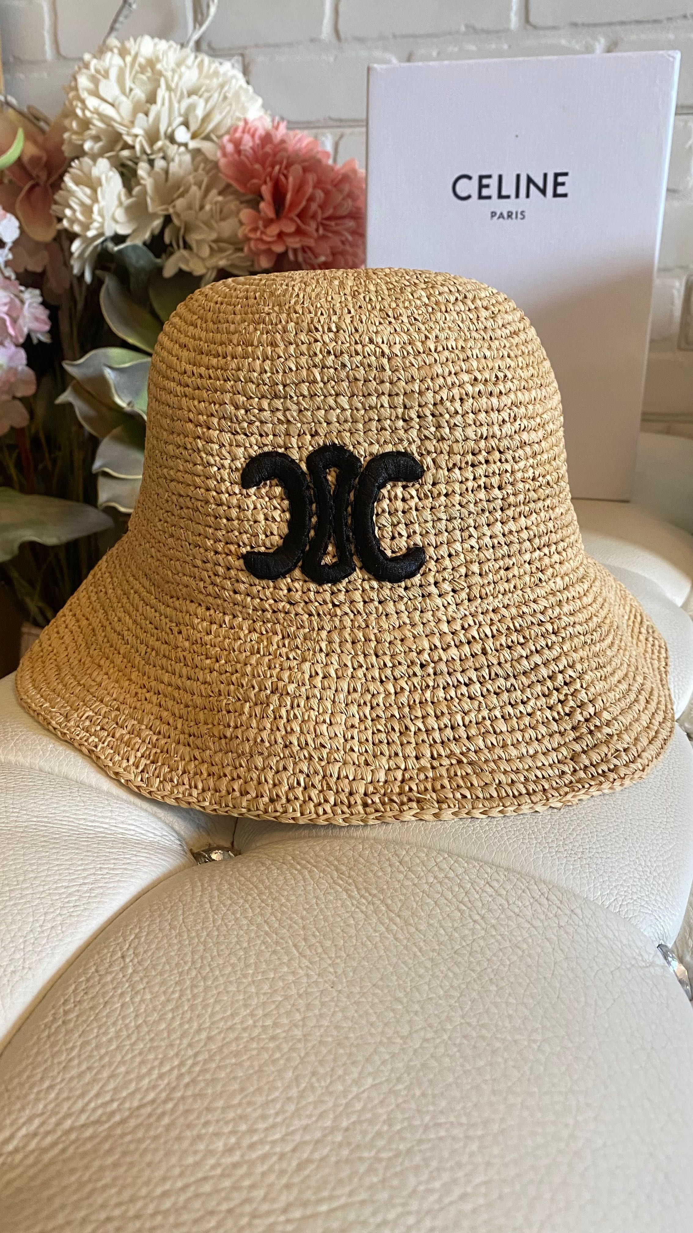 Шапка Селин*Celine Triomphe Raffia bucket hat original