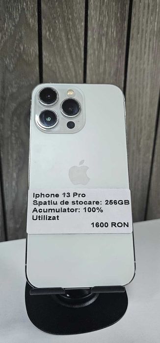 iPhone 13 Pro 256GB Baterie 100%  Alb cu Factura + Garantie