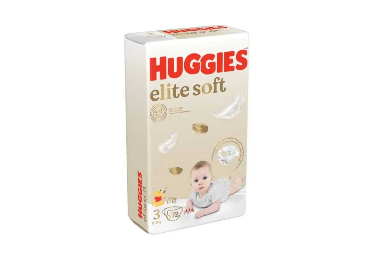 Подгузники Huggies Elite Soft 3 5-9кг 72шт, памперсы, хагис, хаггис.