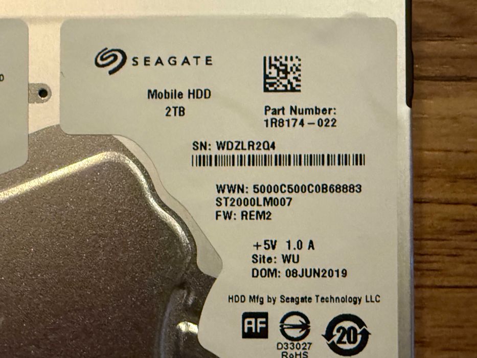 2000GB HDD 2.5 Seagate ST2000M007/Slim Sata 3/5400rpm/6Gbps/100% Здрав