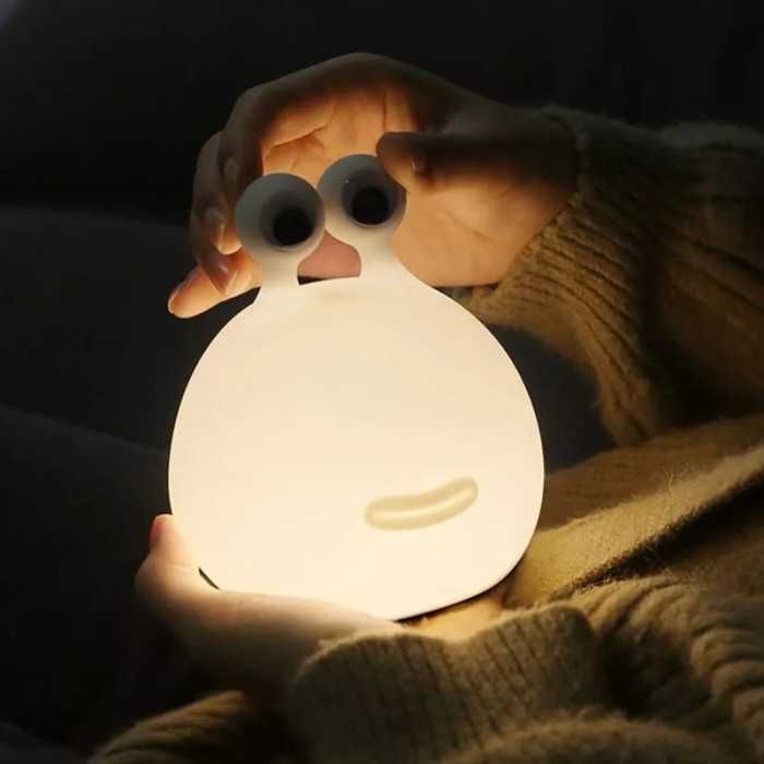 Lampa din silicon pt copii, design melc, acumulator, rezistenta la apa