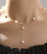 Colier aur 18k cu perle naturale de cultura