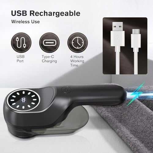 Нов Електрически премахвач на мъх 9W, USB-C, LED дисплей, 2 скорости