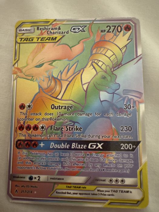 Cărți de joc individuale de colecție Reshiram Pokémon TCG Secret Rar