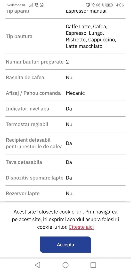 Vând expresor cafea manual ,panou comanda  mecanic