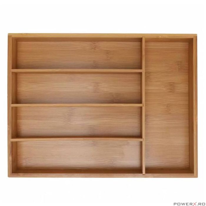 Cutie tacamuri din bambus pentru sertar, 5 compartimente, 35,5x26,5 cm