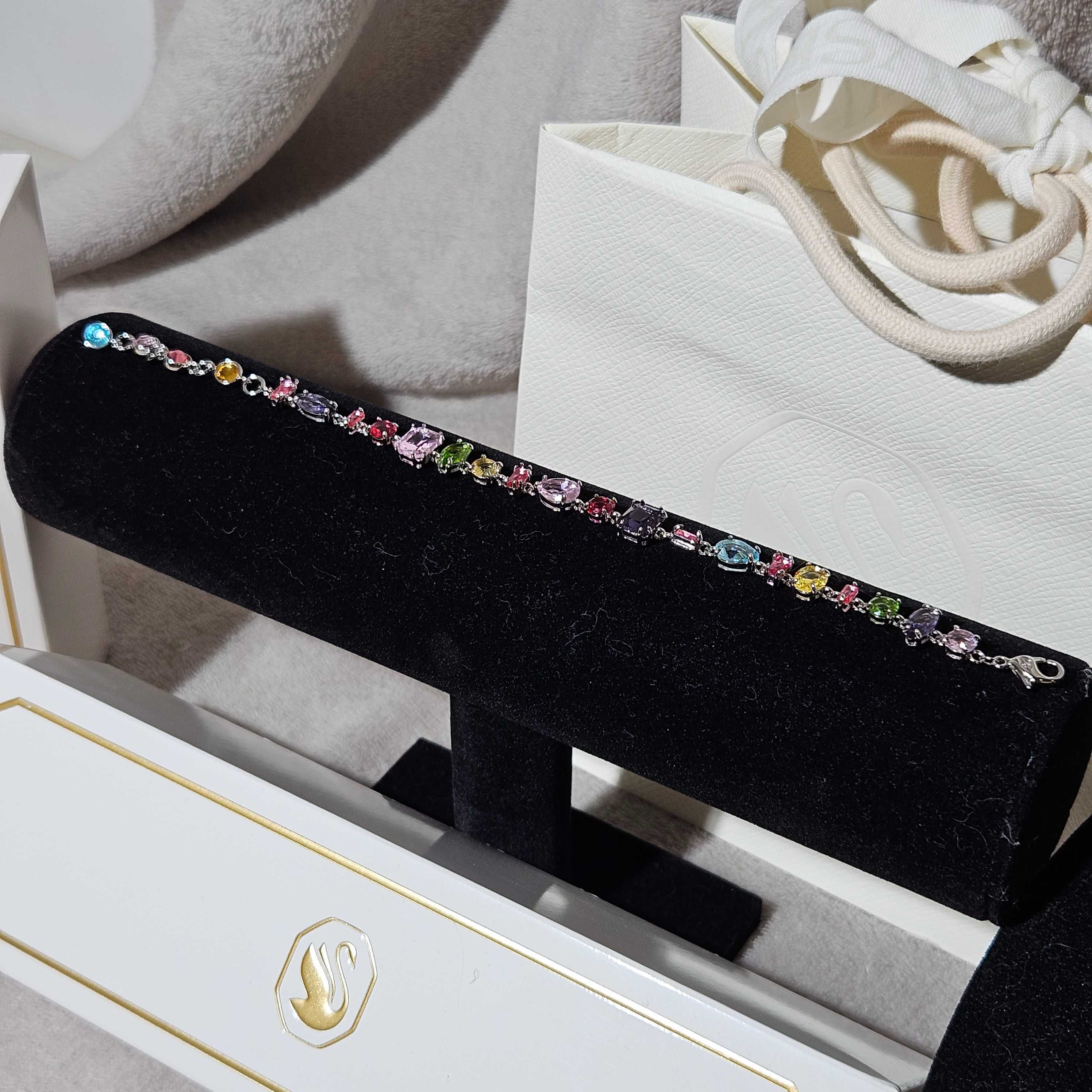 Colier/ Brățară/ Cercei - Set Swarovski Gema Multicolor Noi