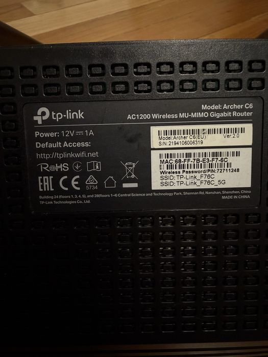 Router Wireless TP-Link Gigabit Archer C6 Dual-Band WiFi 5