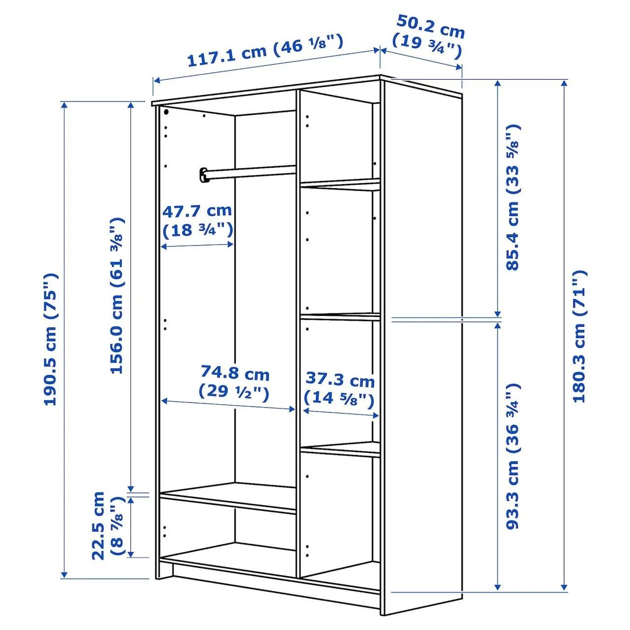 Шкаф Ikea шифоньер с полками и плательным отделом  кеа икея