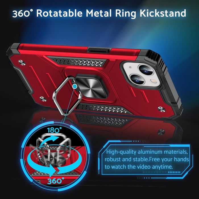 Промо! Удароустойчив кейс за iPhone 15, 14, 13 – Червен, DASFOND Armor