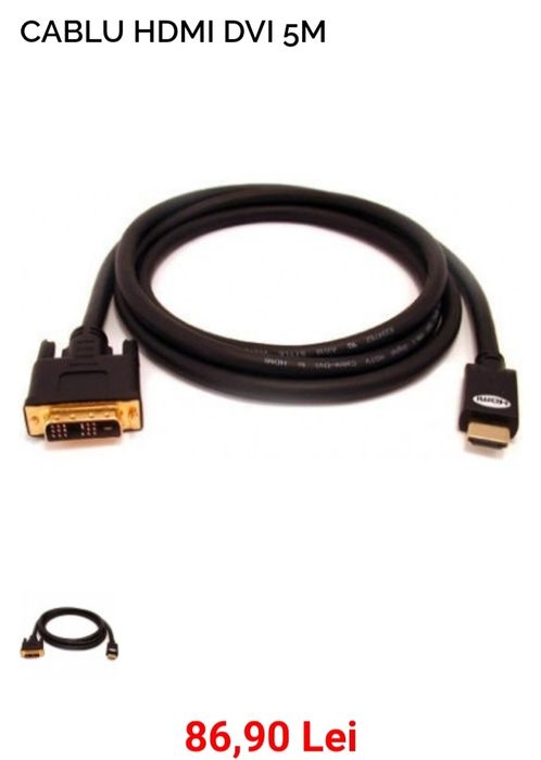 Cabluri hdmi dvi de 5 si 1,5 metri,  hama, adaptoare