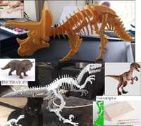 kit 2 in 1 -puzzle 3D- dinozauri-Dino, T-Rex,  Velociraptor etc