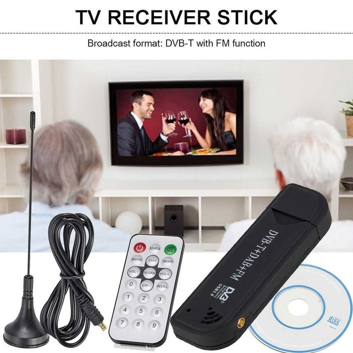 ТВ тунер за цифрова телевизия за компютър лаптоп TV антена DVB-T3 DAB
