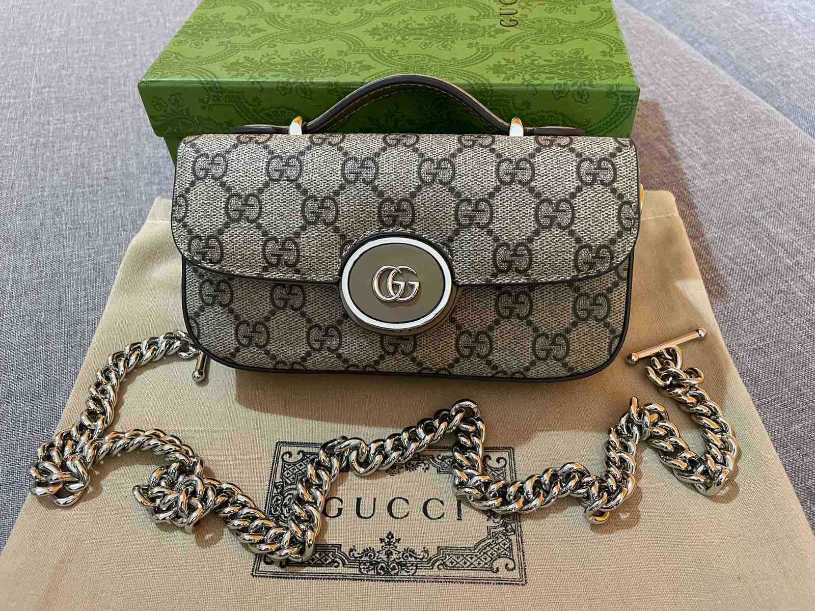 Оригинална Gucci Petite мини Чанта За Рамо Кожа Гучи Mini Горна Дръжка