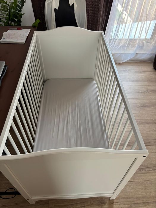 Vand Patut Ikea Smagora, 60x120 cm cu saltea de cocos si protectii