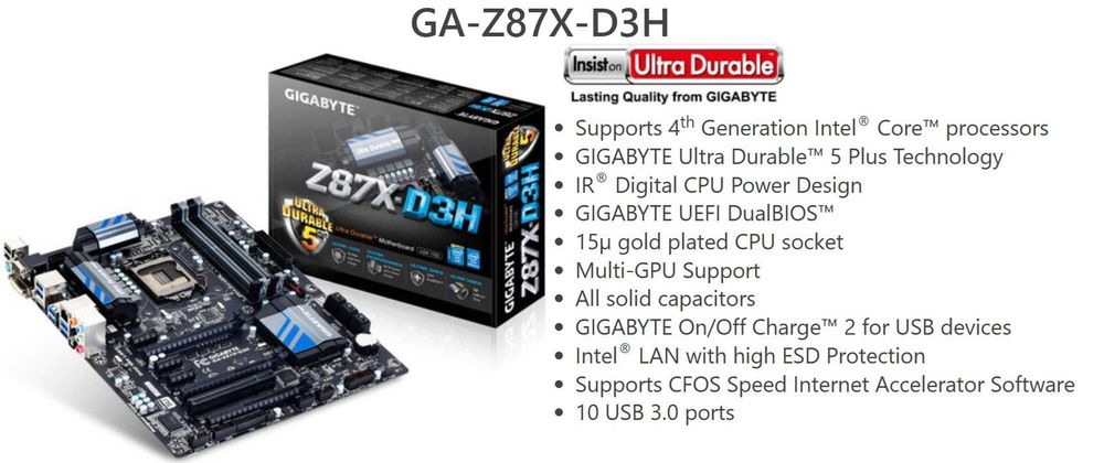 Дъно Дънна платка GIGABYTE GA-Z87X-D3H 1150 DDR3 OVERCLOCK