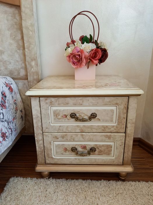 Mobila camera copii/fete pictat manual, lemn vintage, elegant, printes