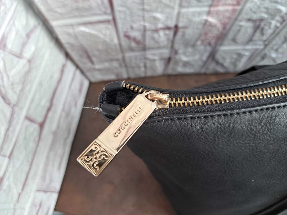 дамска чанта,Coccinelle,черна кожена торба-естествена кожа