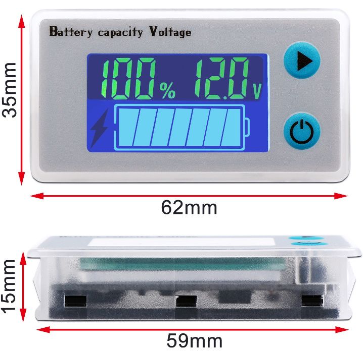 Indicator univ. voltaj 10-100V baterie masina centrala hoverboard Nou!