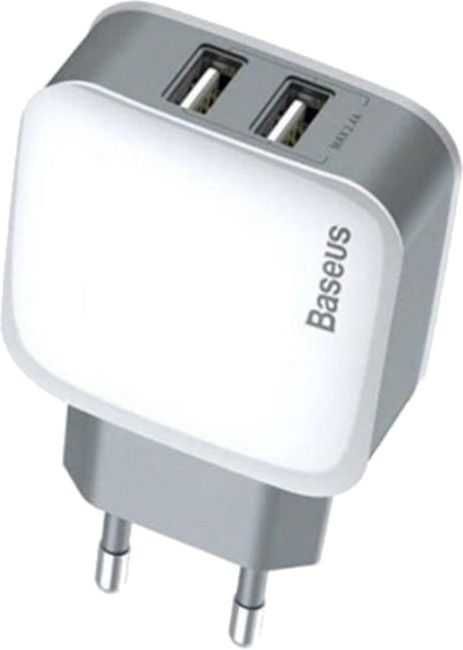 Зарядно устройство Baseus - Letour Dual Travel, USB-A, бяло 2.4A
