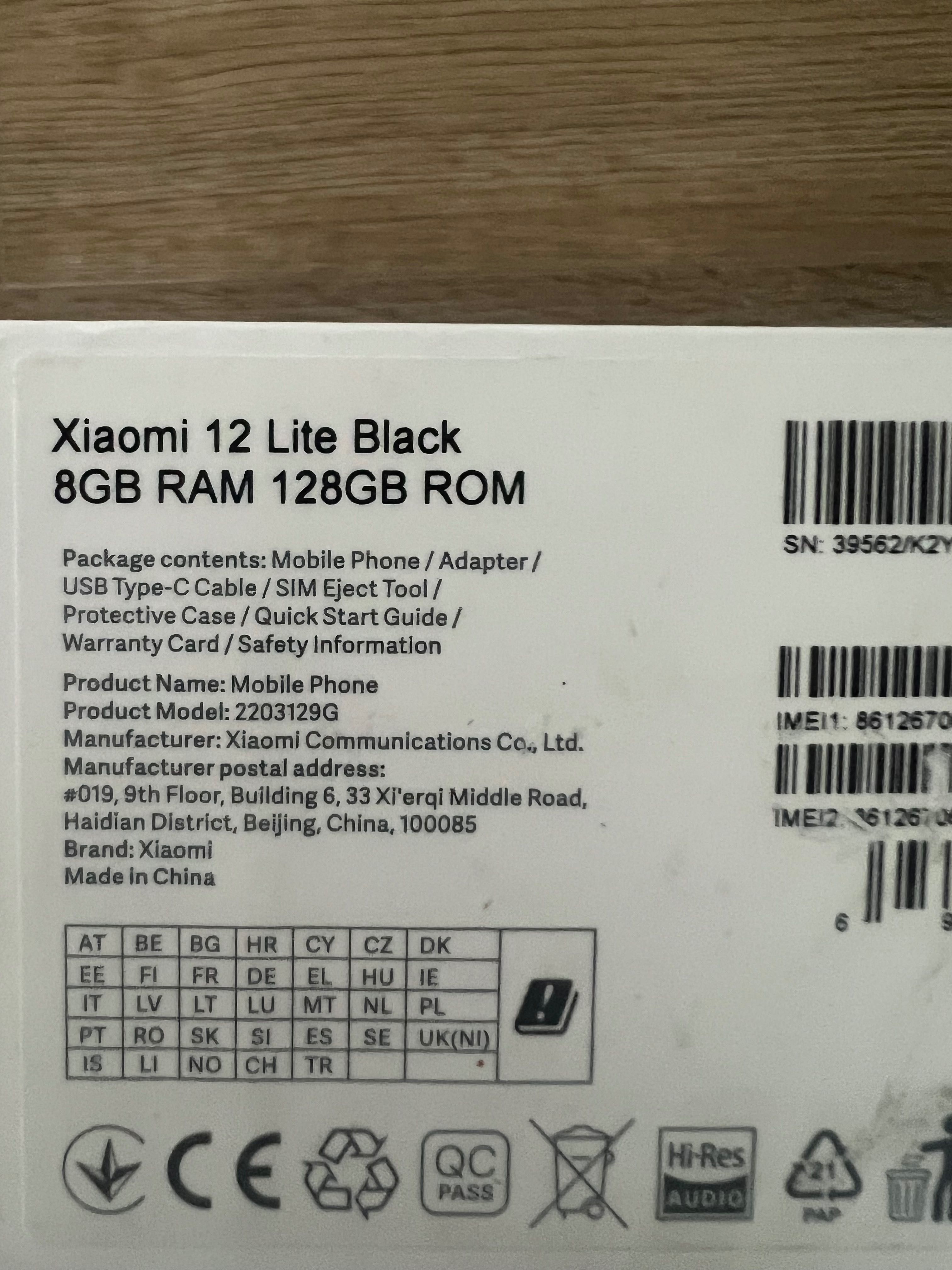 Telefon mobil Xiaomi 12 Lite, Dual SIM, 8GB RAM, 128GB, 5G, Negru