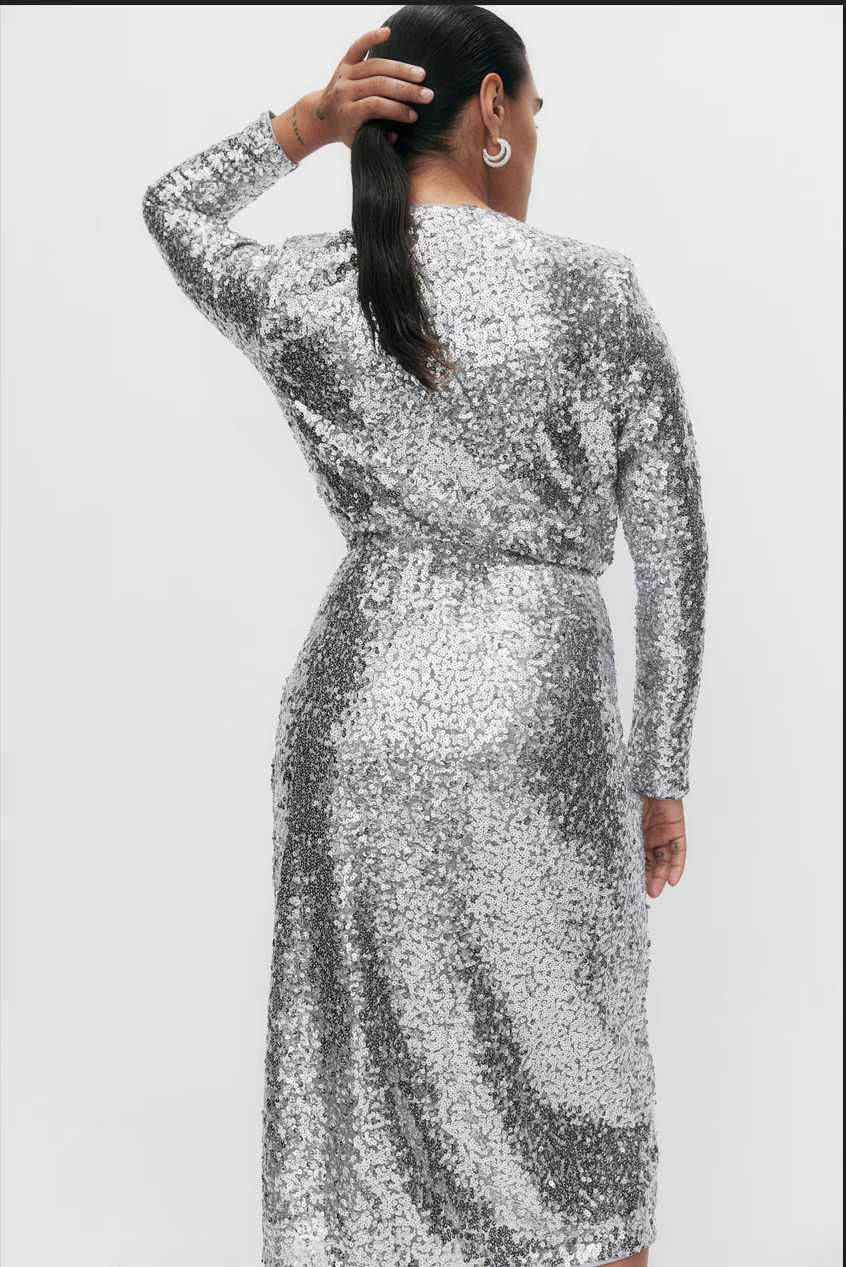 Новое платье-халат с пайетками H&M, размер XL (52/56)