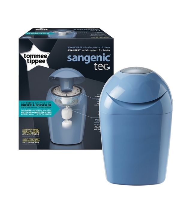 Cos pentru scutece Tommee Tippee Sangenic Tec, Raindrop Blue, Albastru