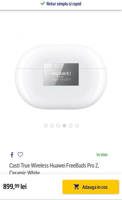 Casti True Wireless Huawei FreeBuds Pro 2, Ceramic White