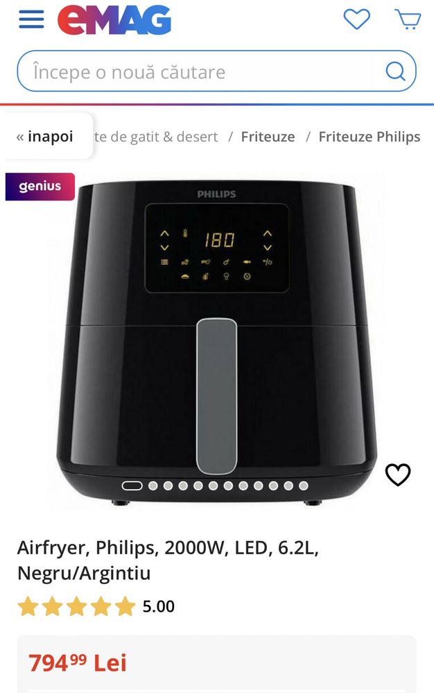 Vand Airfryer, Philips,2000w, led, 6,2 litri aproape nou
