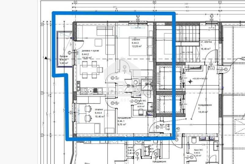 Тристаен апартамент в новострояща се сграда в жк Кайсиева градина град