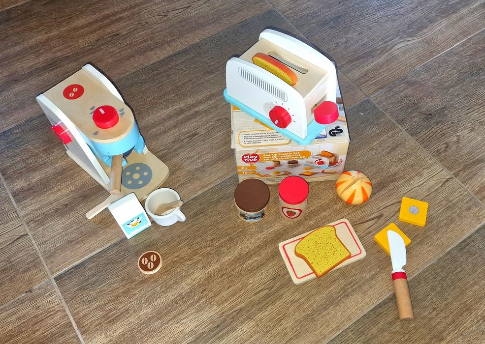 Дървени тостер + кафемашина