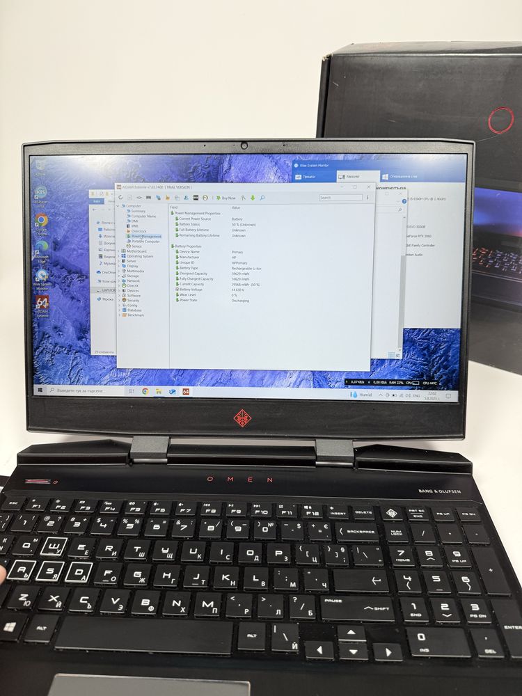 HP Omen 15/RTX 2060 6GB/i5-9300H/16GB DDR4/512GB NVMe/RGB клавиатура
