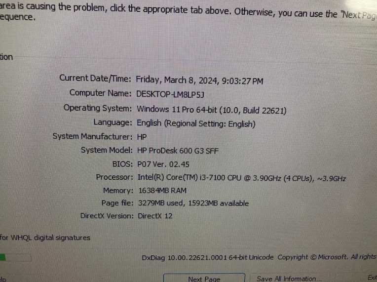 HP Prodesk 600 G3 SFF ; Intel i3 Gen 7 ; 16 GB RAM DDR 4