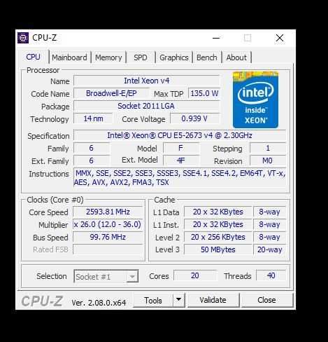 DELL precision tower 5810 / XEON E5 2673V4 20c/40T 64GB DDR4