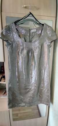 Эффектное платье из металлизированного льна  р-р  44-46