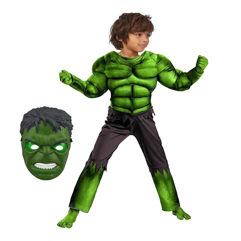 Costum cu muschi Hulk pentru copii, Infinity War, masca , 3-5 ani