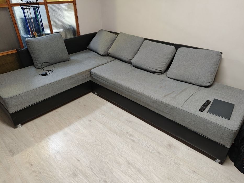 Ъглов диван - сив