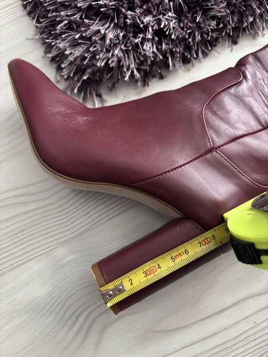 Zara cizme bordeaux de piele naturala