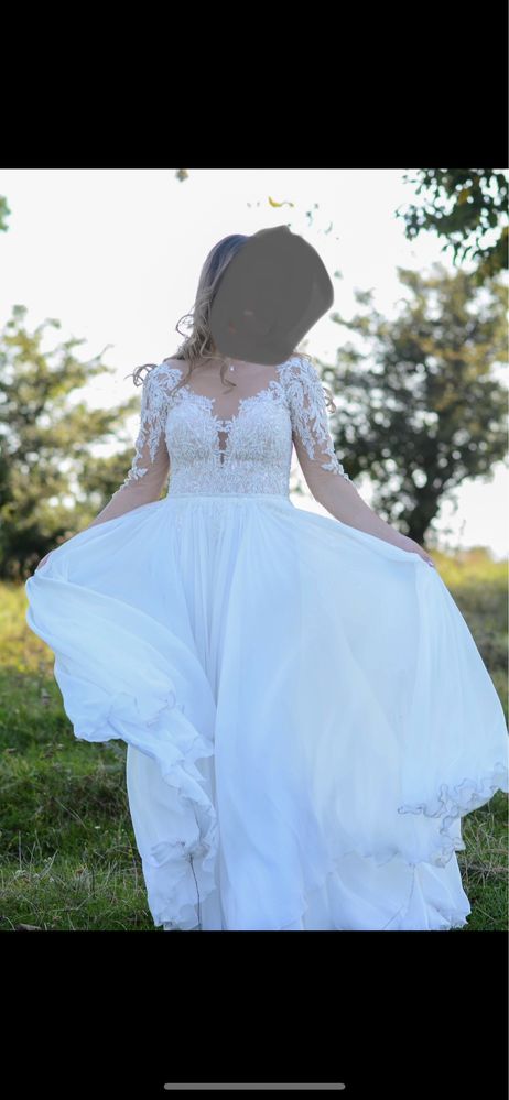 Rochie de mireasa White Lady, mătase naturală, S-M