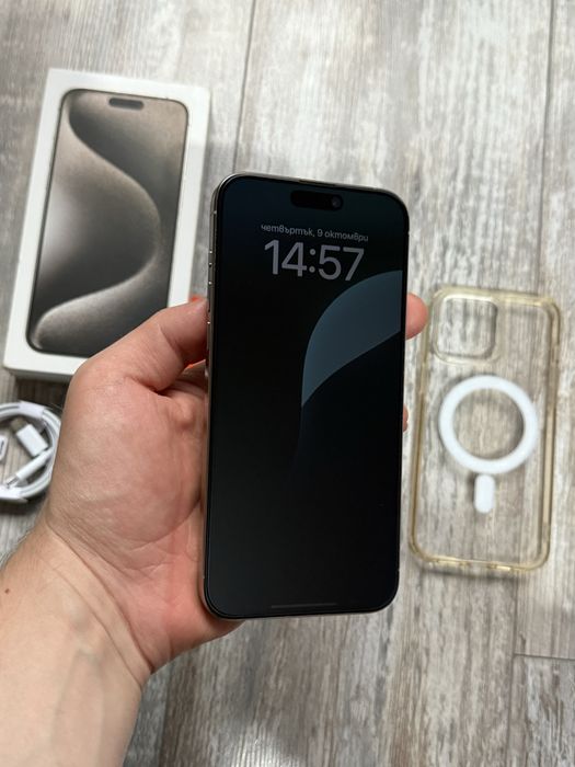 Iphone 15 Pro Max 256 GB - 88 % Battery Natural Titanium Като Нов